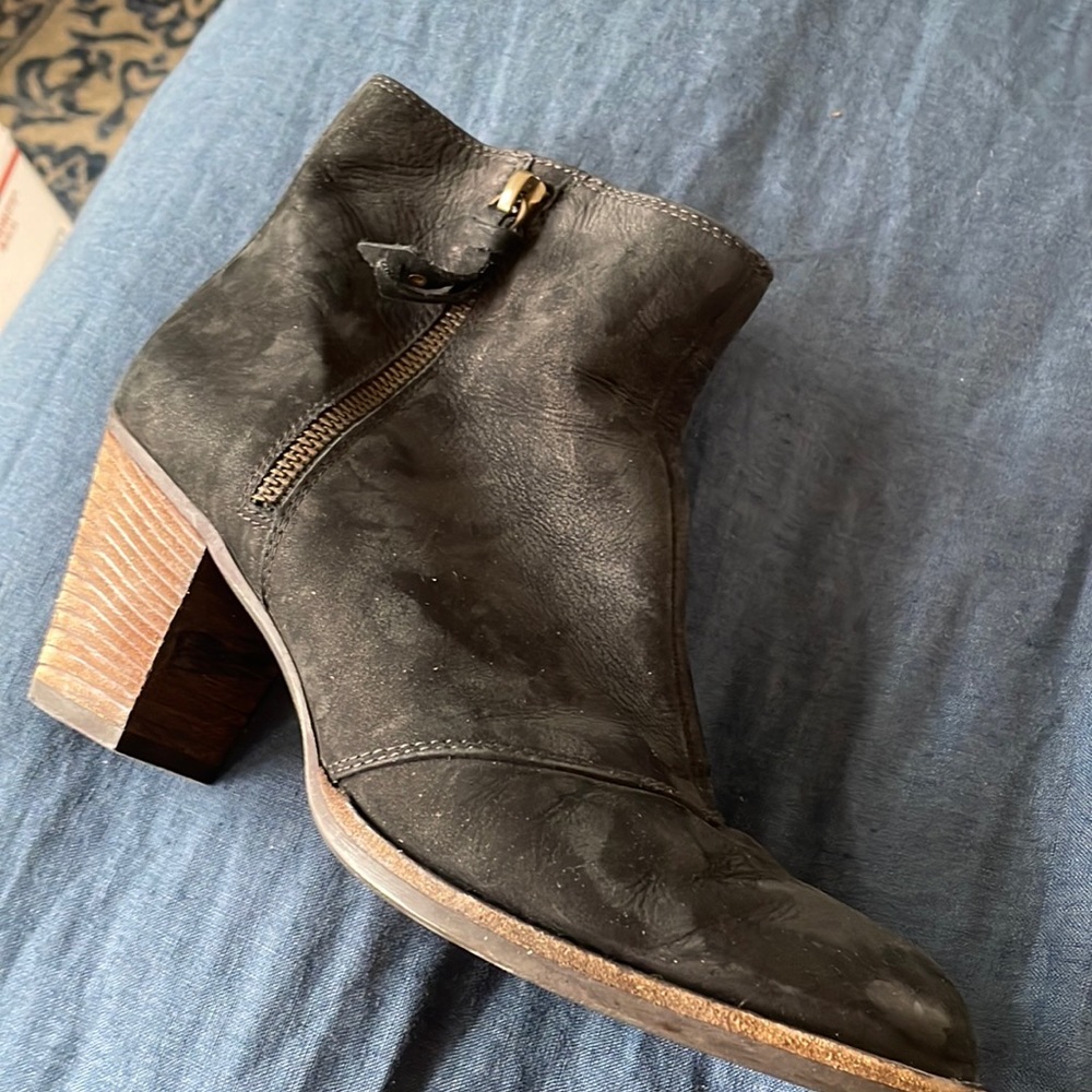 PAUL GREEN Natick Black Suede Zip Ankle Bootie Boots, Size UK 5.5, US 8
